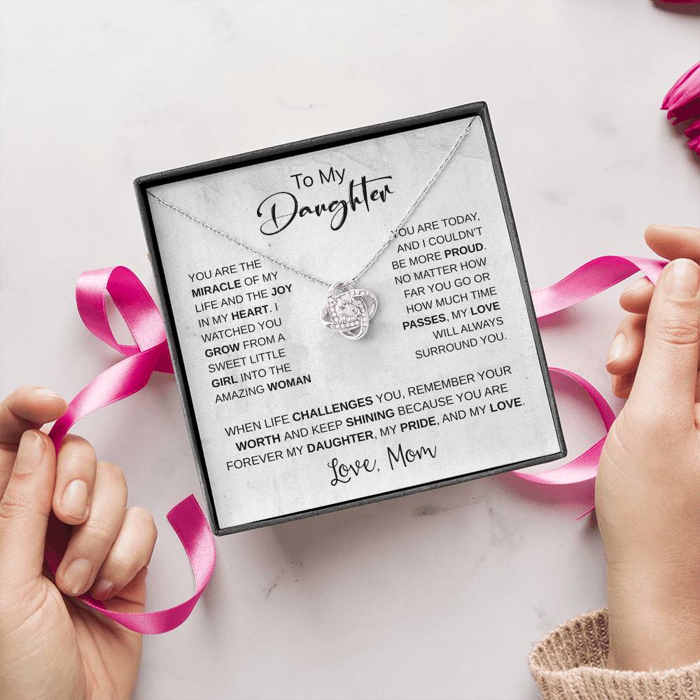 To My Daughter Necklace Card – Encouragement Gift from Mom, Jewelry Card with Inspirational Message, Birthday or Graduation Gift