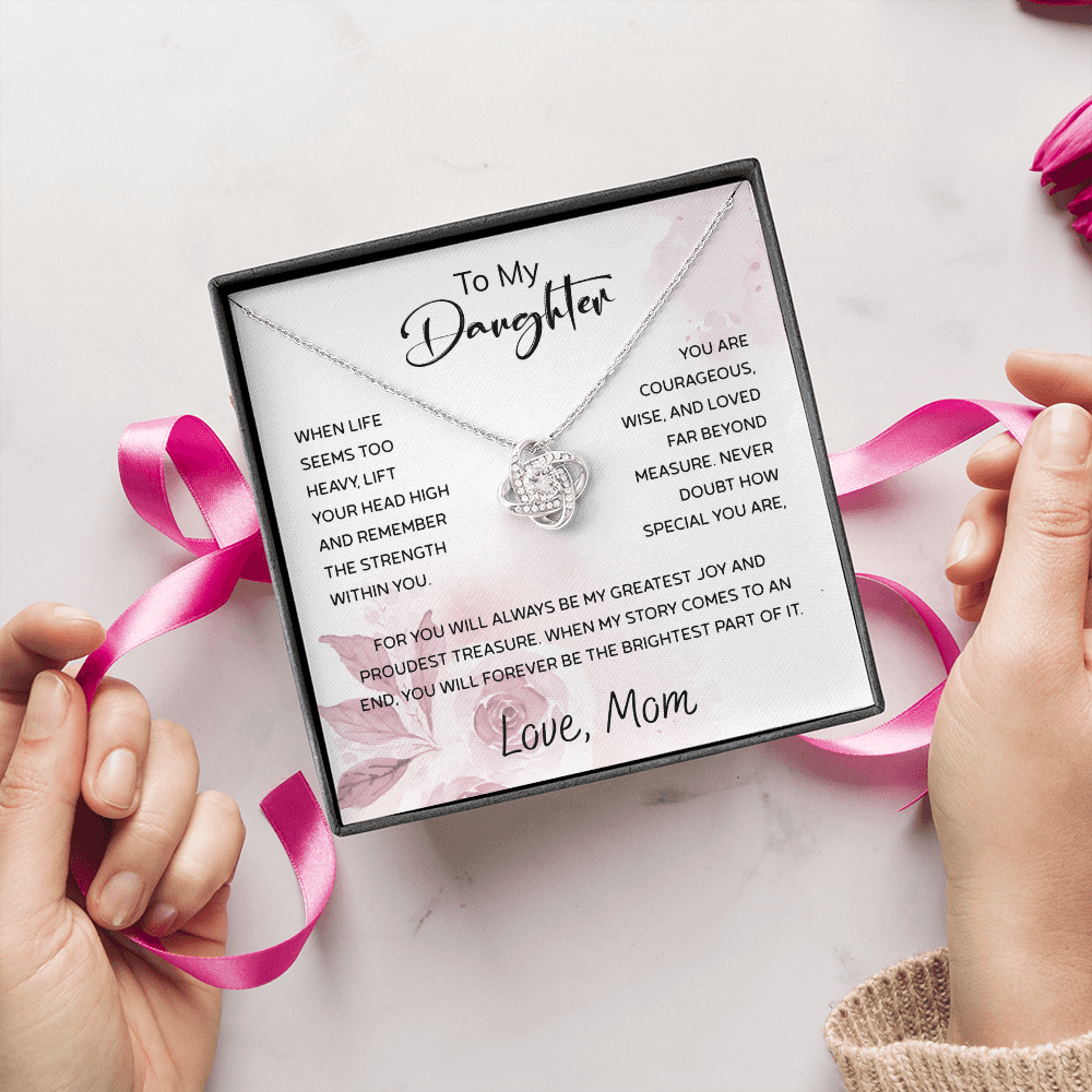 To My Daughter Necklace Card – Encouragement Gift from Mom, Jewelry Card with Inspirational Message, Birthday or Graduation Gift