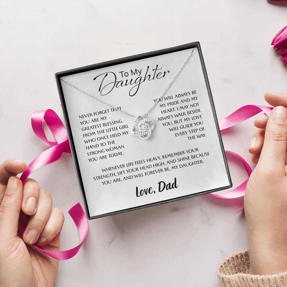 To My Daughter Necklace Card – Encouragement Gift from Mom, Jewelry Card with Inspirational Message, Birthday or Graduation Gift