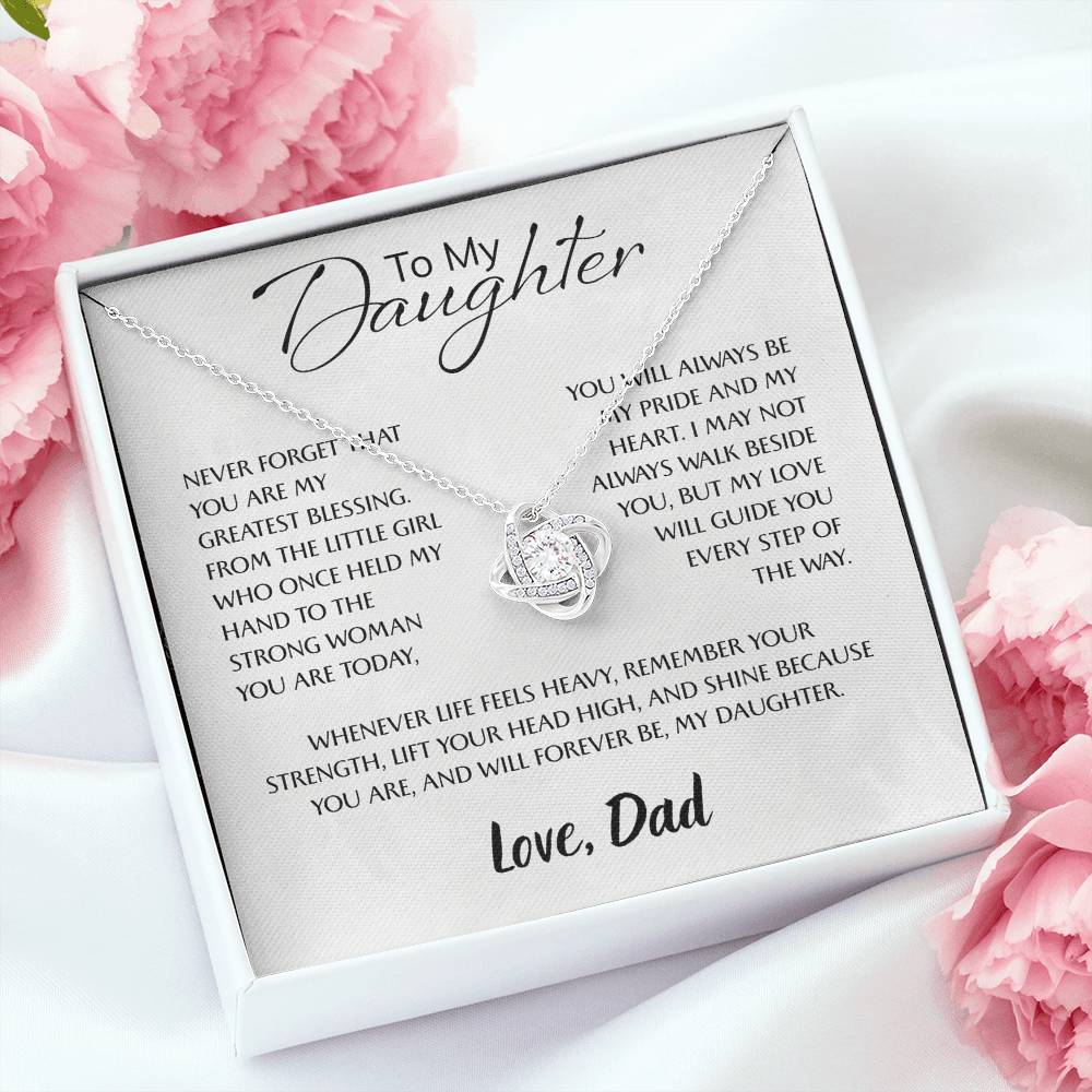 To My Daughter Necklace Card – Encouragement Gift from Mom, Jewelry Card with Inspirational Message, Birthday or Graduation Gift