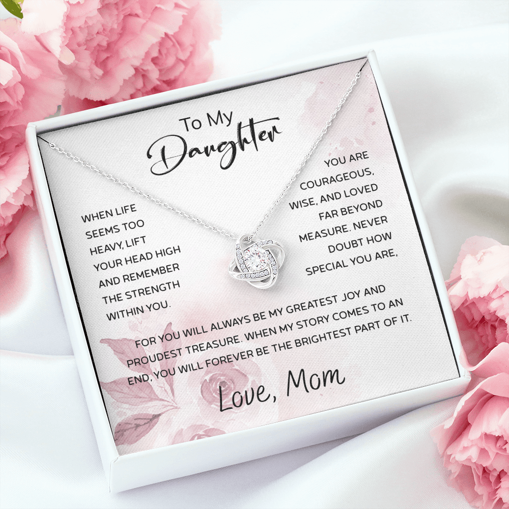 To My Daughter Necklace Card – Encouragement Gift from Mom, Jewelry Card with Inspirational Message, Birthday or Graduation Gift