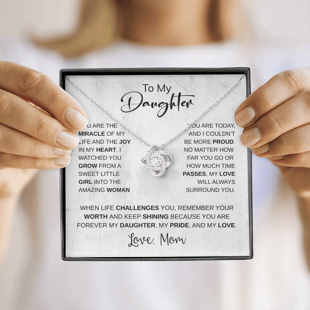 To My Daughter Necklace Card – Encouragement Gift from Mom, Jewelry Card with Inspirational Message, Birthday or Graduation Gift
