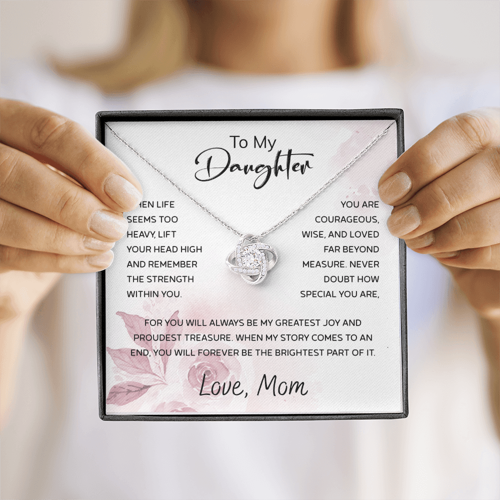 To My Daughter Necklace Card – Encouragement Gift from Mom, Jewelry Card with Inspirational Message, Birthday or Graduation Gift