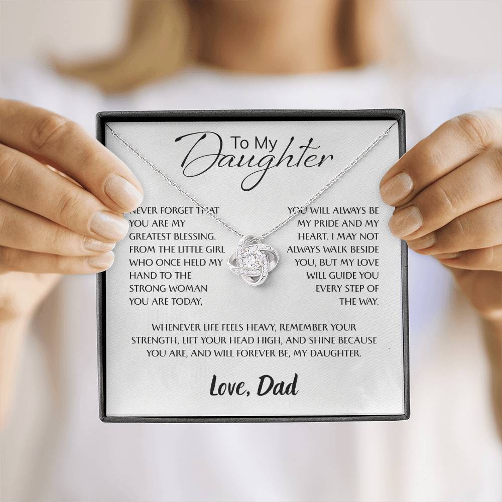To My Daughter Necklace Card – Encouragement Gift from Mom, Jewelry Card with Inspirational Message, Birthday or Graduation Gift