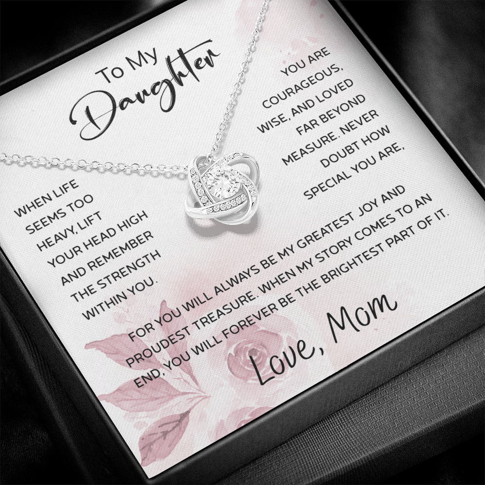 To My Daughter Necklace Card – Encouragement Gift from Mom, Jewelry Card with Inspirational Message, Birthday or Graduation Gift