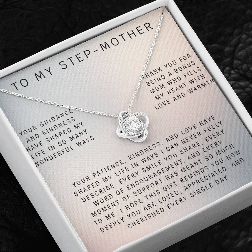 Stainless Steel Heart Necklace for Stepmom – Appreciation Gift from Daughter or Son for Birthday, Mother’s Day