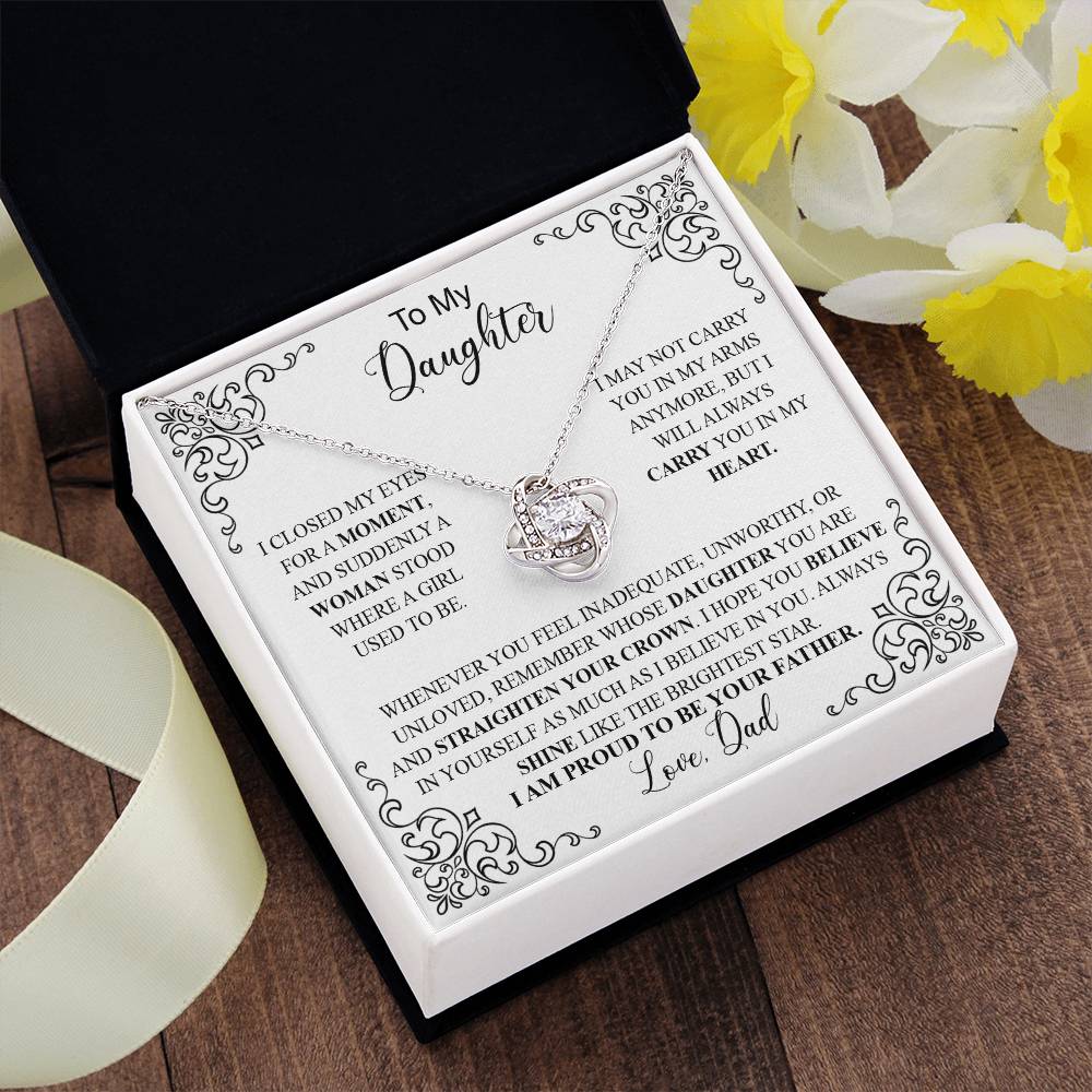 to my daughter white Knot Necklace Template Silver coanh Main up AMZVippppp