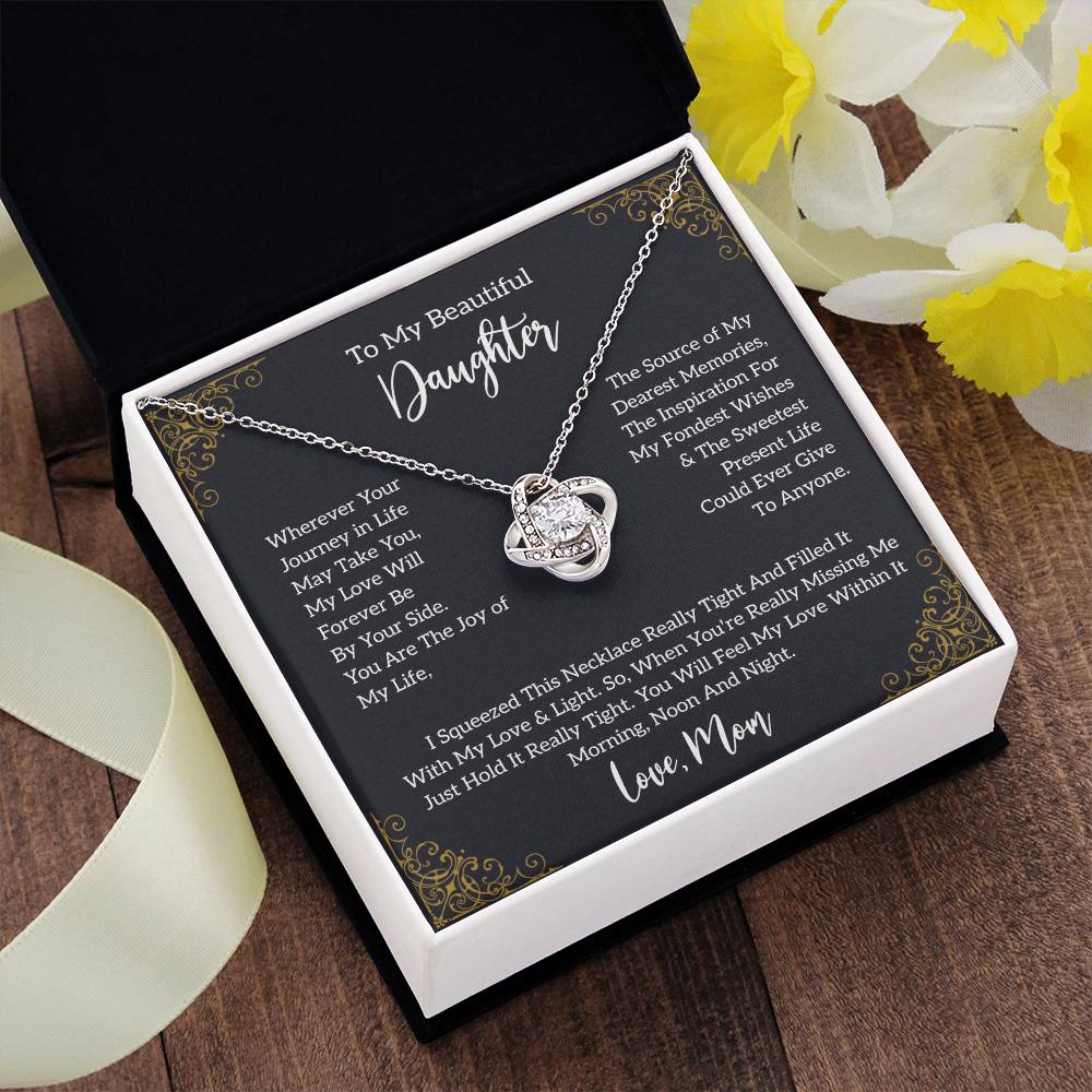 To My Beautiful Daughter Knot Necklace Template Silver coanh Main up AMZVippppp