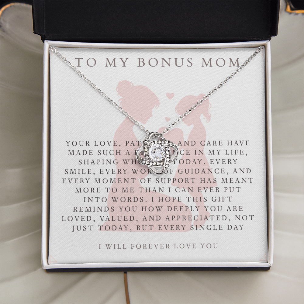 Bonus Mom Necklace – Stainless Steel Gift from Daughter or Son for Mother's Day, Birthday, Christmas