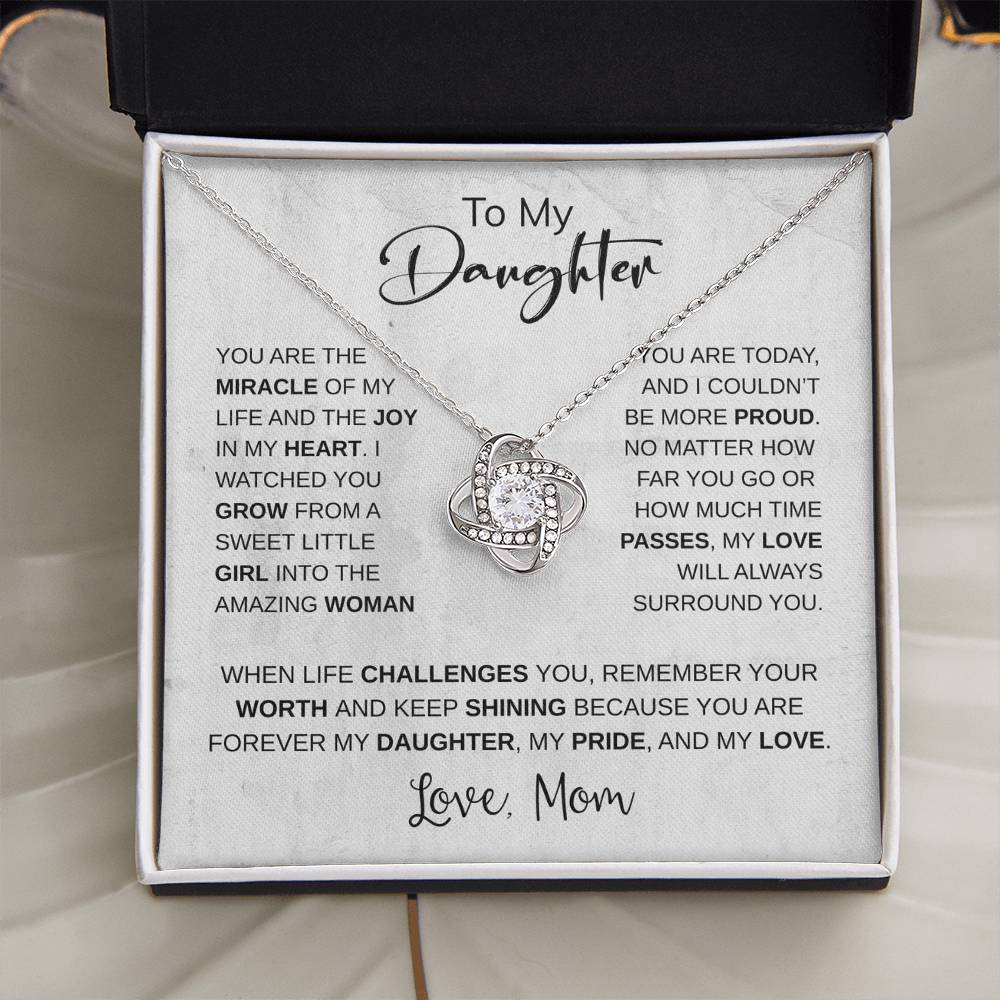 To My Daughter Necklace Card – Encouragement Gift from Mom, Jewelry Card with Inspirational Message, Birthday or Graduation Gift