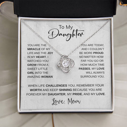 To My Daughter Necklace Card – Encouragement Gift from Mom, Jewelry Card with Inspirational Message, Birthday or Graduation Gift