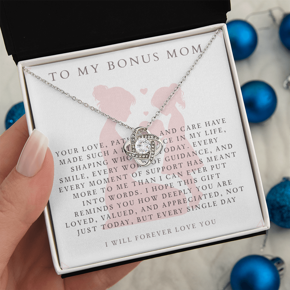 Bonus Mom Necklace – Stainless Steel Gift from Daughter or Son for Mother's Day, Birthday, Christmas