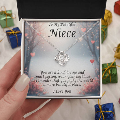 Love Knot Necklace for Niece – Meaningful Gift from Aunt – Heartfelt Message Card Included – Birthday, Graduation, Christmas Jewelry for Girls & Teens