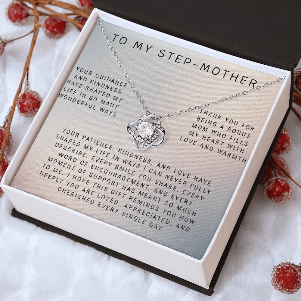 Stainless Steel Heart Necklace for Stepmom – Appreciation Gift from Daughter or Son for Birthday, Mother’s Day