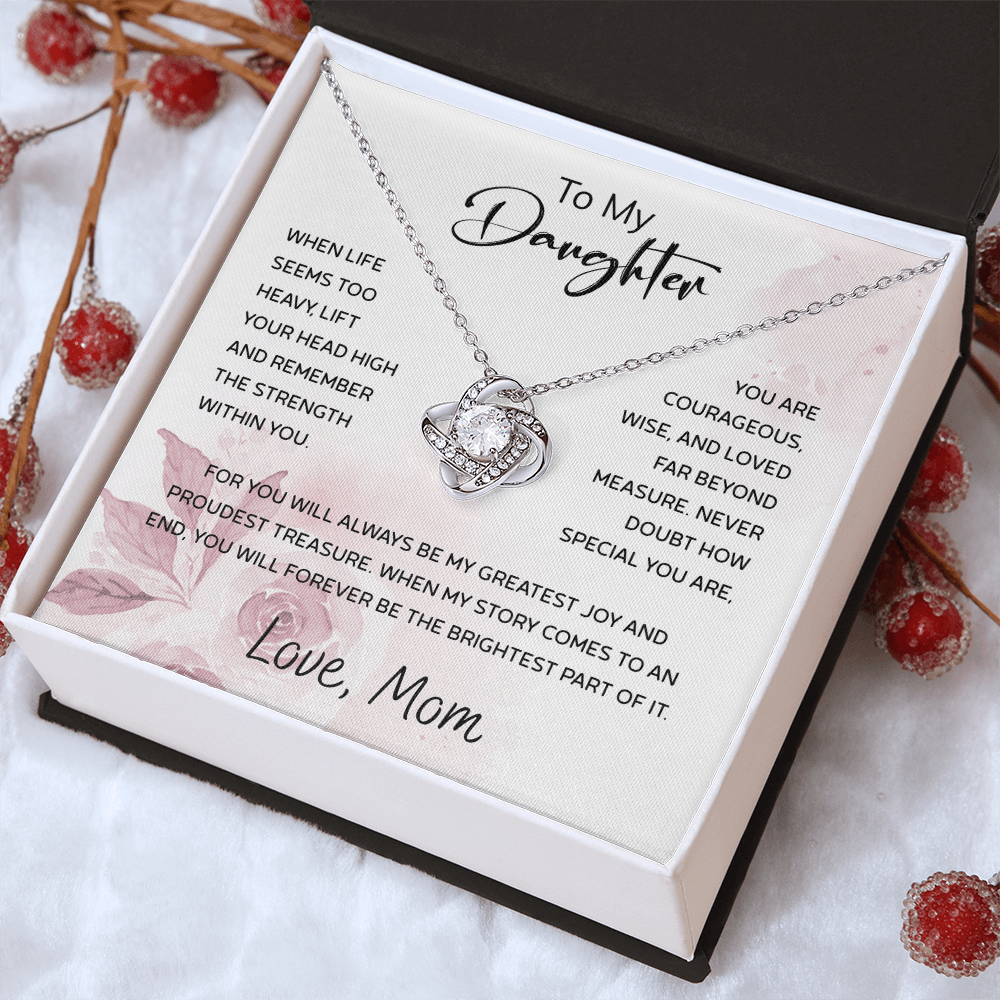 To My Daughter Necklace Card – Encouragement Gift from Mom, Jewelry Card with Inspirational Message, Birthday or Graduation Gift