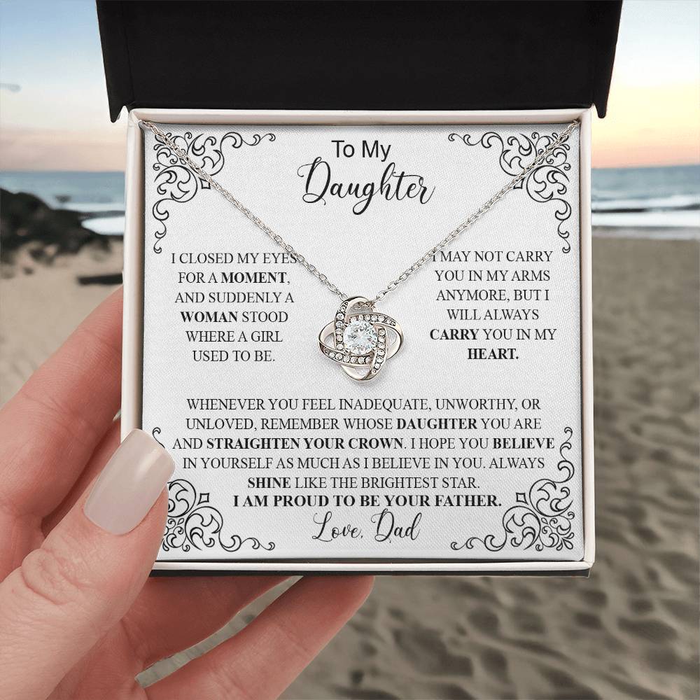 to my daughter white Knot Necklace Template Silver coanh Main up AMZVippppp