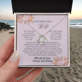 Gifts To My Beautiful Wife Necklace Sentimental Gift For Wife Valentines Day Gift To My Wife Necklace With Heartfelt my Everything Message Card, Wife Gift From Husband Soulmate Necklace For Her Knot Necklace for Granddaughter Vippppp