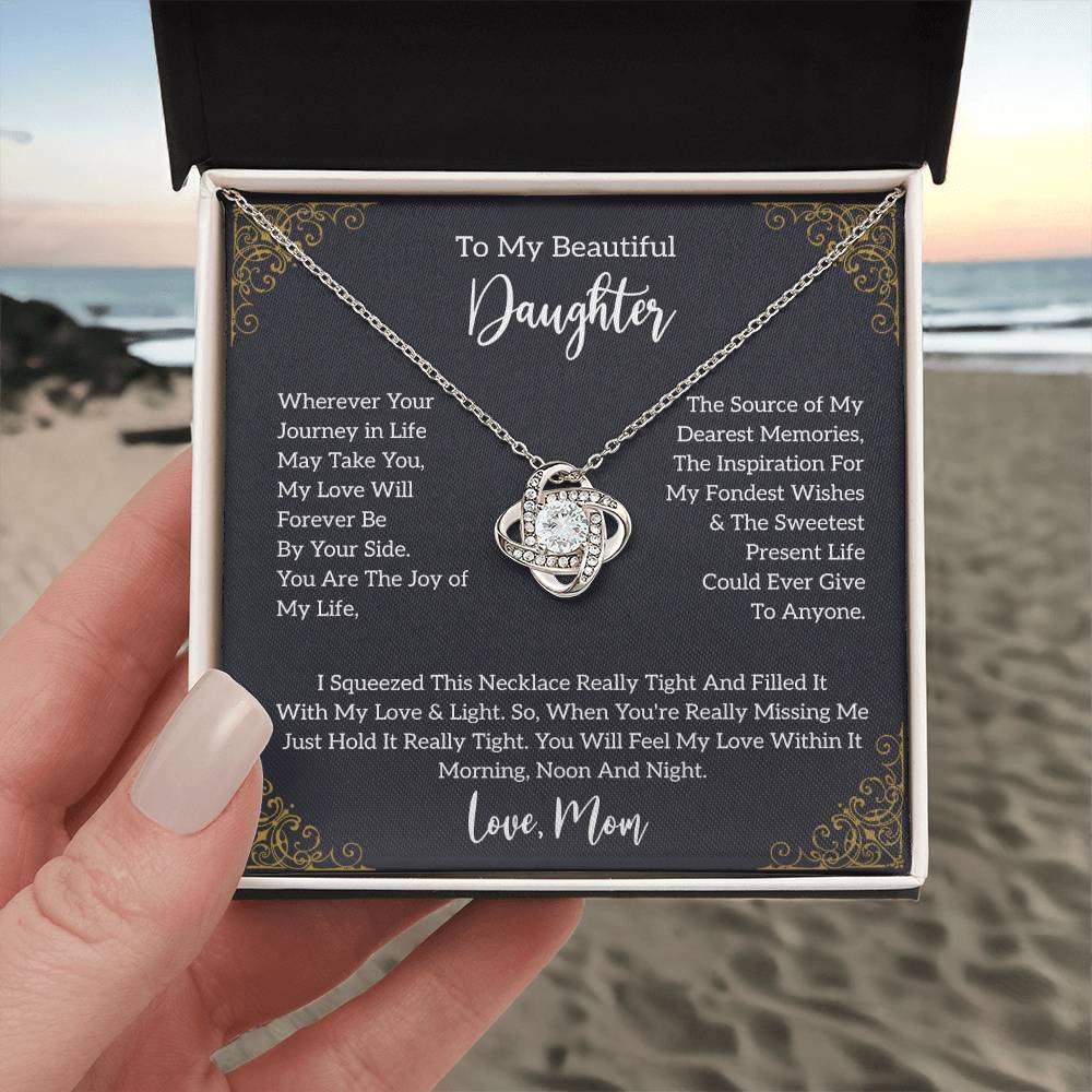 To My Beautiful Daughter Knot Necklace Template Silver coanh Main up AMZVippppp
