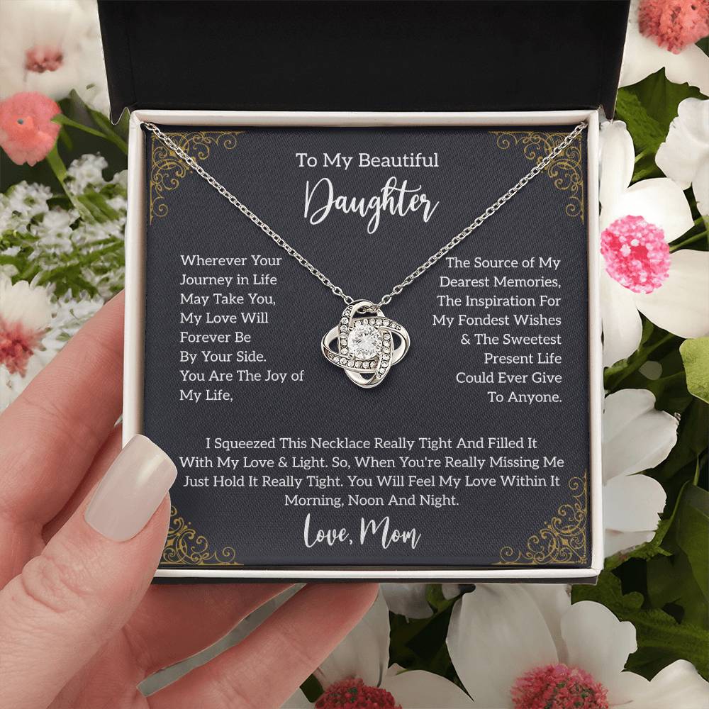 To My Beautiful Daughter Knot Necklace Template Silver coanh Main up AMZVippppp