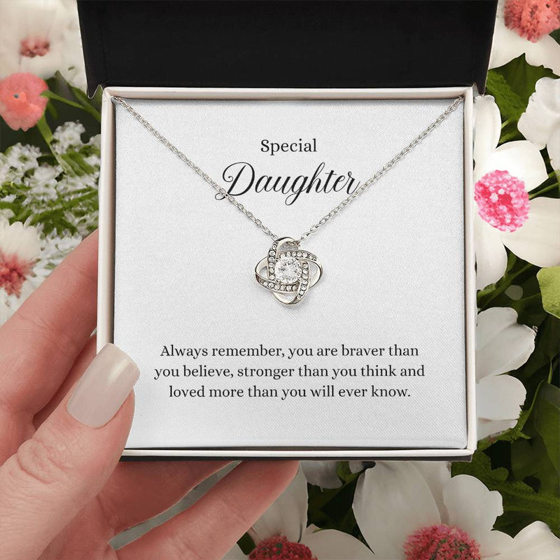 Special Daughter Knot Necklace Template Silver coanh Main up AMZVippppp