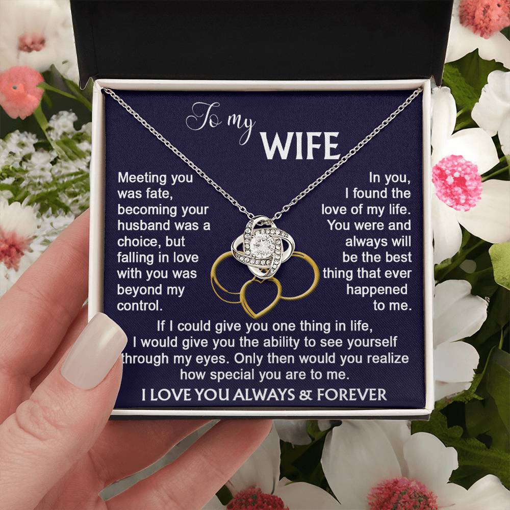 To my Wife from Husband Beautiful Necklace Love Knot