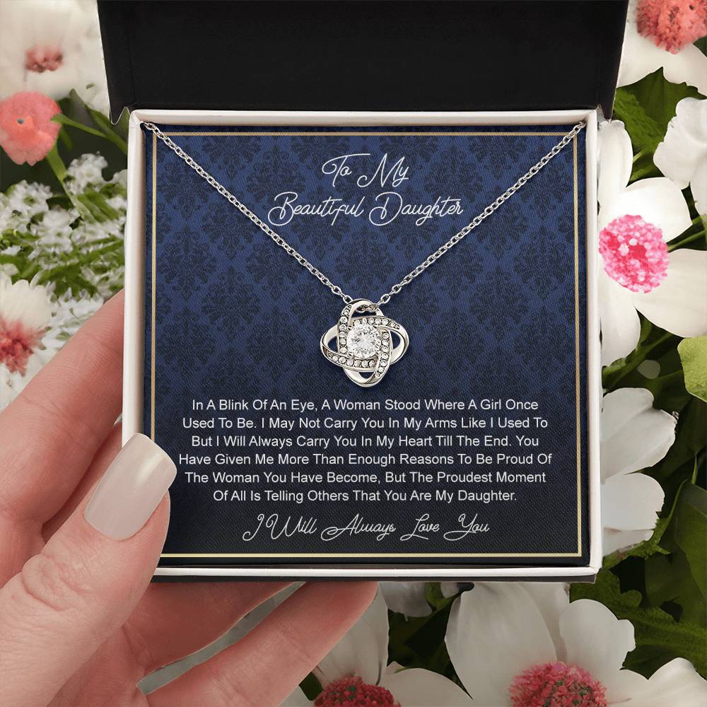 To My beautiful Daughter From In A Knot Necklace Template Silver coanh Main up AMZVippppp