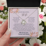 Gifts To My Beautiful Wife Necklace Sentimental Gift For Wife Valentines Day Gift To My Wife Necklace With Heartfelt my Everything Message Card, Wife Gift From Husband Soulmate Necklace For Her Knot Necklace for Granddaughter Vippppp