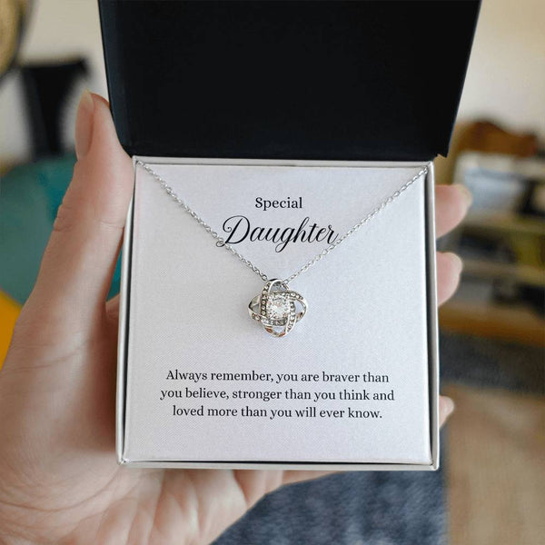 Special Daughter Knot Necklace Template Silver coanh Main up AMZVippppp