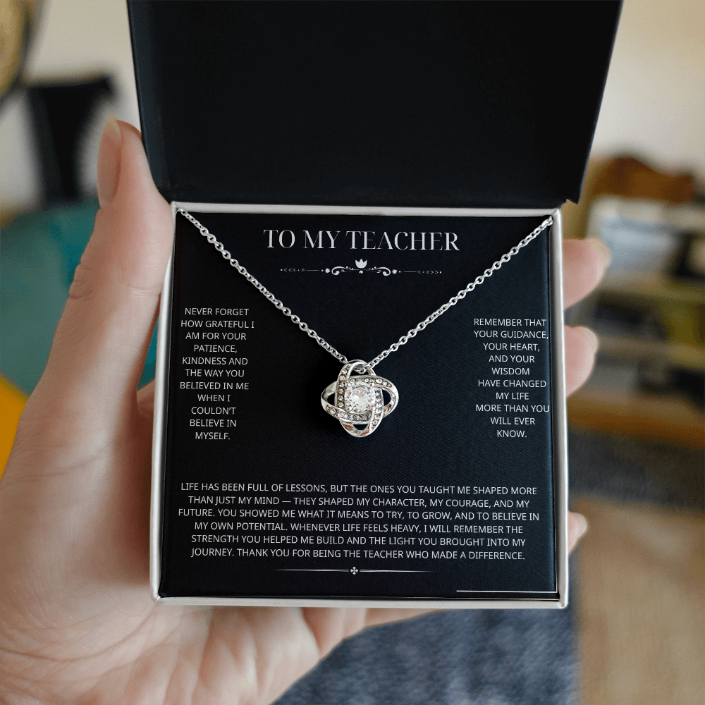 Teacher Necklace for Women, Stainless Steel Pendant with Appreciation Card – Meaningful Thank You Gift for Female Teacher, End of Year, Christmas