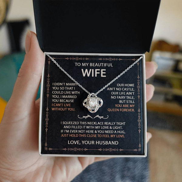 To My Beautiful Wife Necklace With Message Card, Anniversary Birthday Gift for Wife, Wife Gift From Husband, Sentimental Gift for Wife, Birthday Gift for Wife on Valentine Gifts To Wife from Husband Knot Necklace for Granddaughter Vippppp