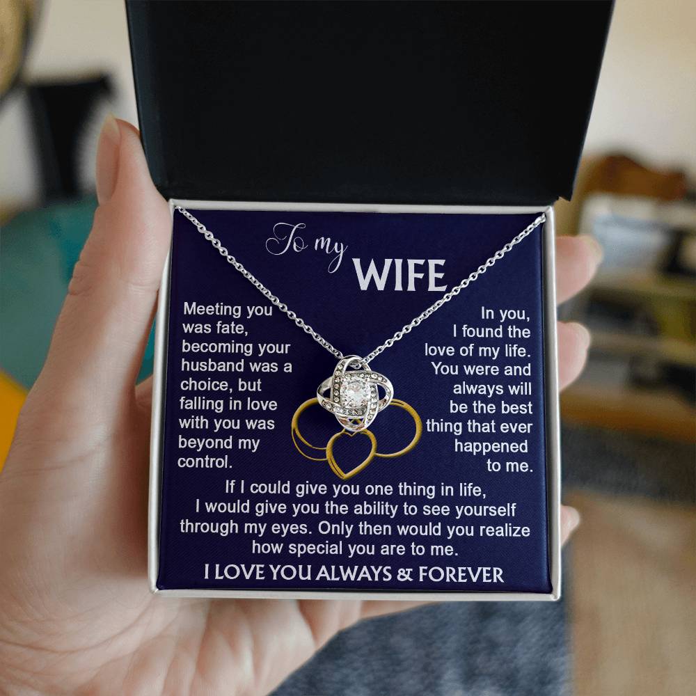 To my Wife from Husband Beautiful Necklace Love Knot