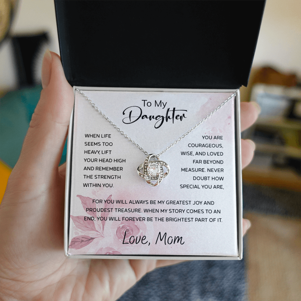 To My Daughter Necklace Card – Encouragement Gift from Mom, Jewelry Card with Inspirational Message, Birthday or Graduation Gift