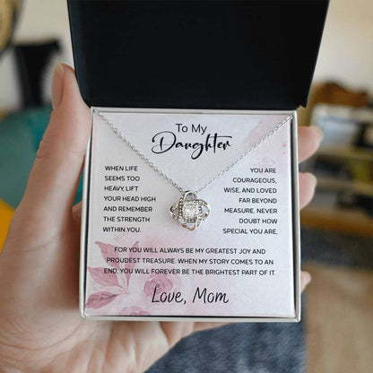 Daughter Gifts from Mom – To My Daughter 925 Sterling Silver Pendant Necklace with Heartfelt Message Card, Birthday Graduation Christmas Jewelry
