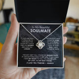 To My Beautiful Soulmate Necklace Girlfriend Soulmate Gift for Her To My Wife Necklace With Heartfelt Message And Elegant Gift Box for Women, Birthday Gifts For Wife Gifts From Husband Knot Necklace for Granddaughter Vippppp