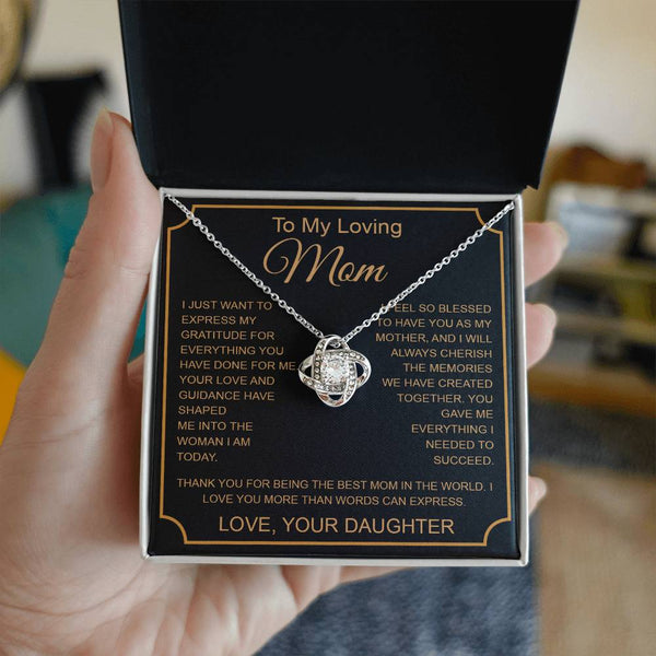 To My Loving Mom Knot Necklace Template Silver coanh Main up AMZVippppp