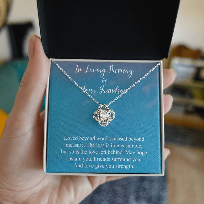 Necklace gifts Love Knot, Loss of Grandson Necklace In Loving Memory Of Your Grandson, Gifts For Loss Of A Grandson Gift, Grandson Condolence include Standard Box Gifts Birthday, on Christmas Silver L ASIN: B08XGWZ295 SKU: nhinthaygichuaknot24-1_44