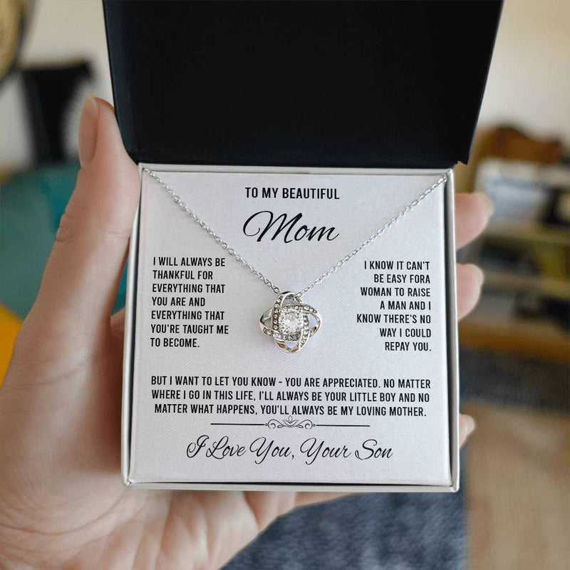 to my beautiful mom Knot Necklace Template Silver coanh Main up AMZVippppp