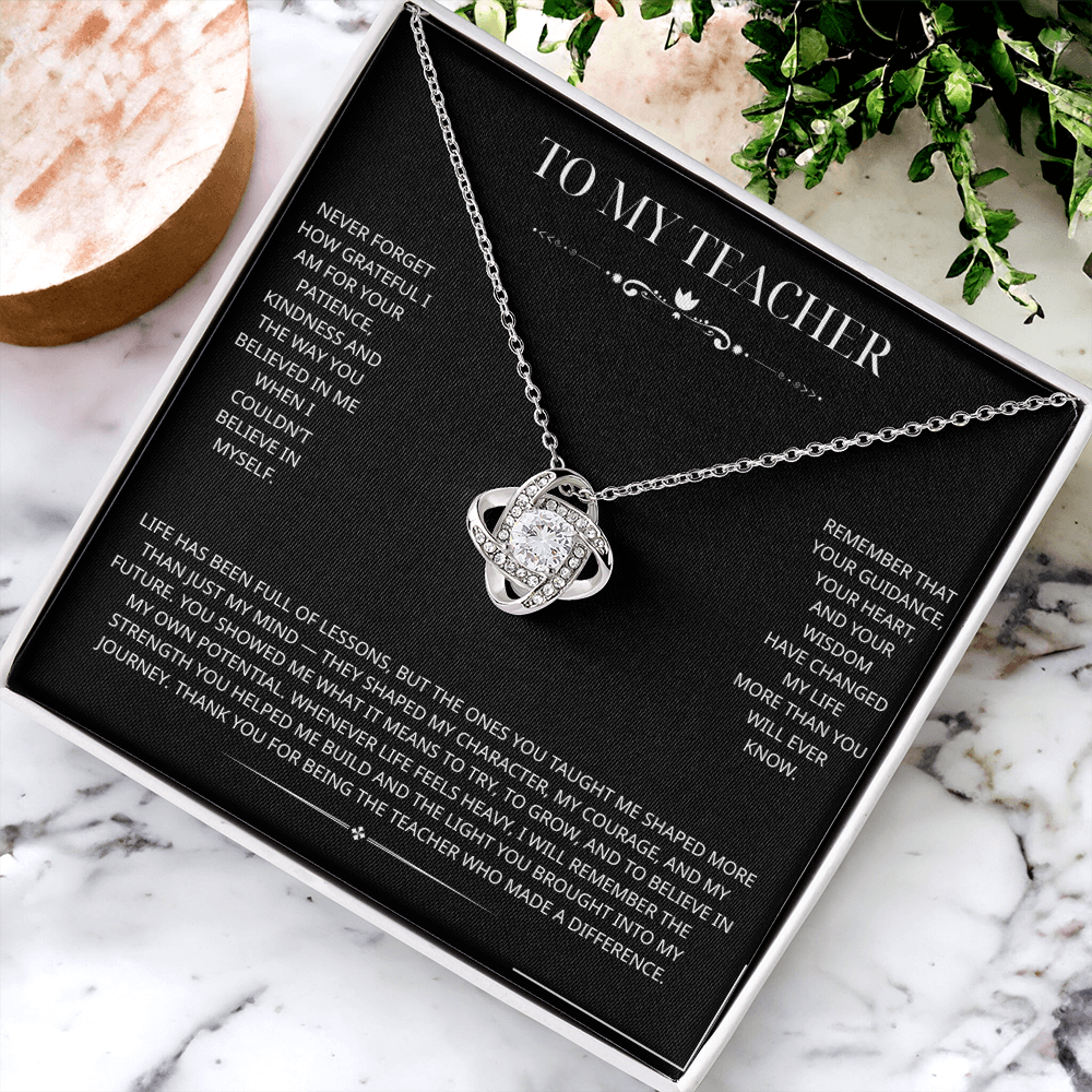 Teacher Necklace for Women, Stainless Steel Pendant with Appreciation Card – Meaningful Thank You Gift for Female Teacher, End of Year, Christmas