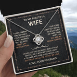 To My Beautiful Wife Necklace With Message Card, Anniversary Birthday Gift for Wife, Wife Gift From Husband, Sentimental Gift for Wife, Birthday Gift for Wife on Valentine Gifts To Wife from Husband Knot Necklace for Granddaughter Vippppp