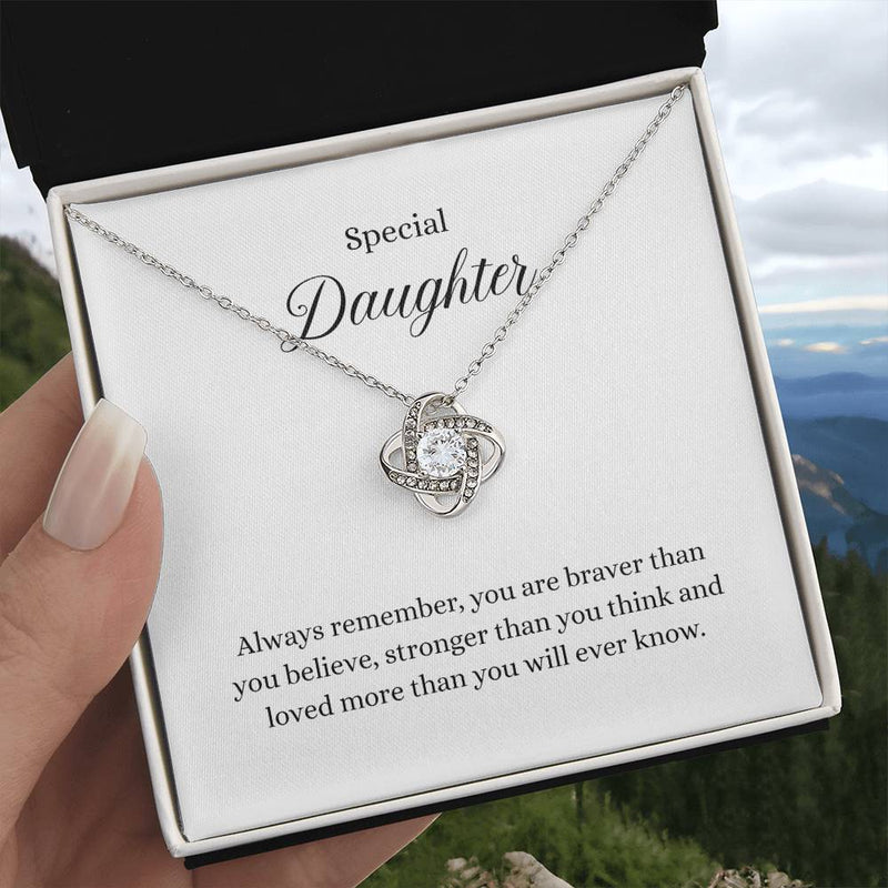 Special Daughter Knot Necklace Template Silver coanh Main up AMZVippppp