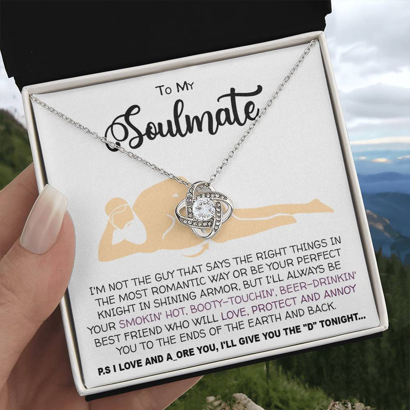 Necklace To my Soulmate necklace for Women Gifts from Boyfriend Funny Gifts For Girlfriend Best Birthday Gift Ideas For Wife, Romantic Jewelry For Her Anniversary on Valentine day Knot Necklace for Granddaughter Vippppp