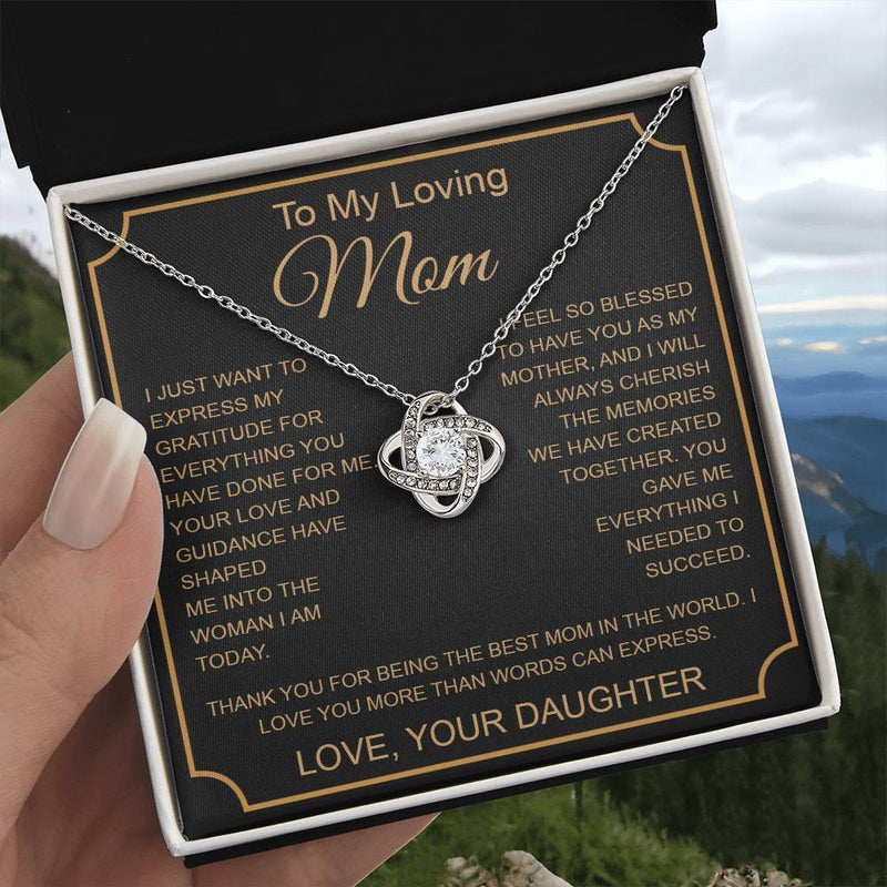 To My Loving Mom Knot Necklace Template Silver coanh Main up AMZVippppp