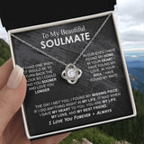 To My Beautiful Soulmate Necklace Girlfriend Soulmate Gift for Her To My Wife Necklace With Heartfelt Message And Elegant Gift Box for Women, Birthday Gifts For Wife Gifts From Husband Knot Necklace for Granddaughter Vippppp