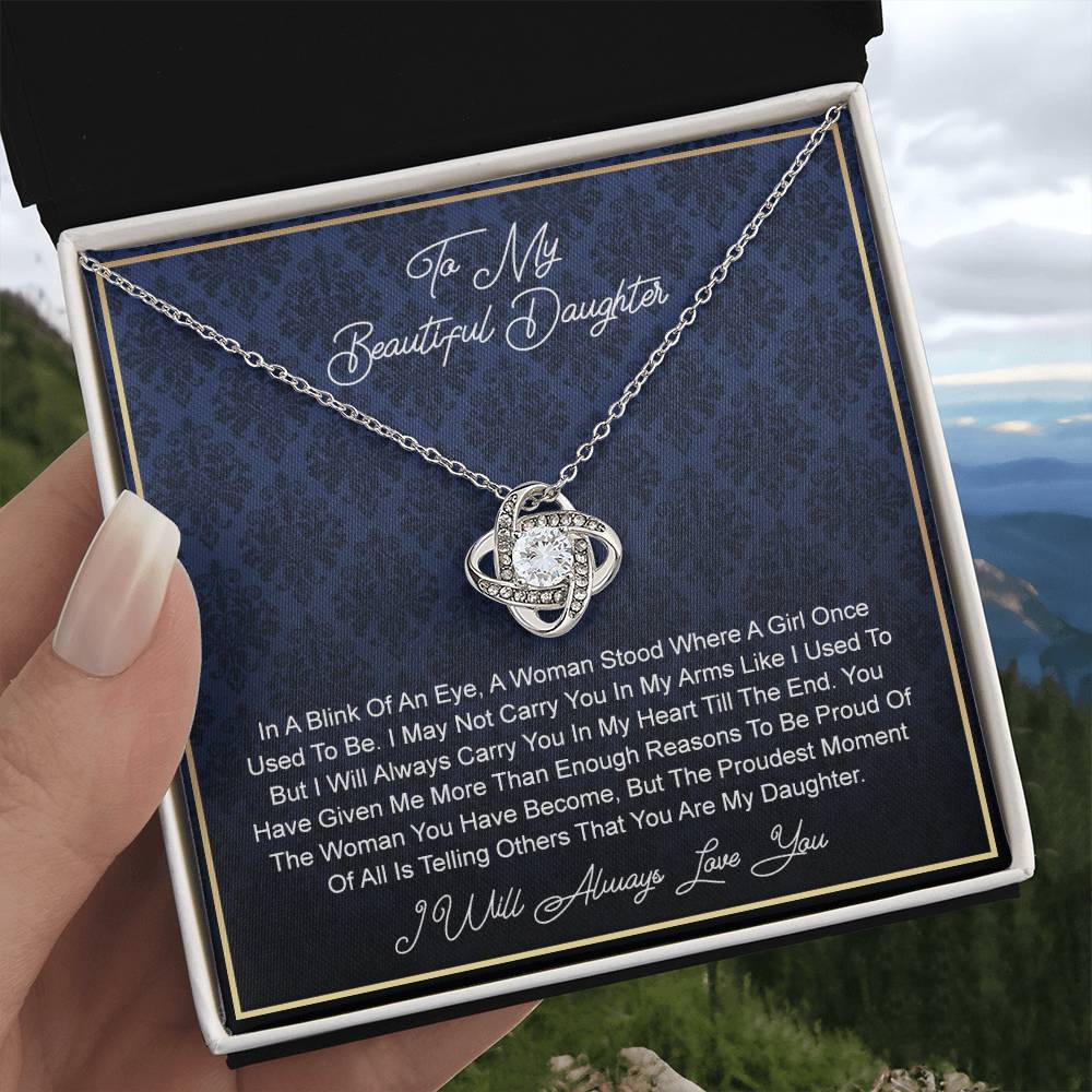 To My beautiful Daughter From In A Knot Necklace Template Silver coanh Main up AMZVippppp
