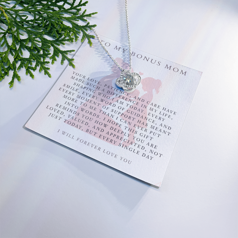 Bonus Mom Necklace – Stainless Steel Gift from Daughter or Son for Mother's Day, Birthday, Christmas