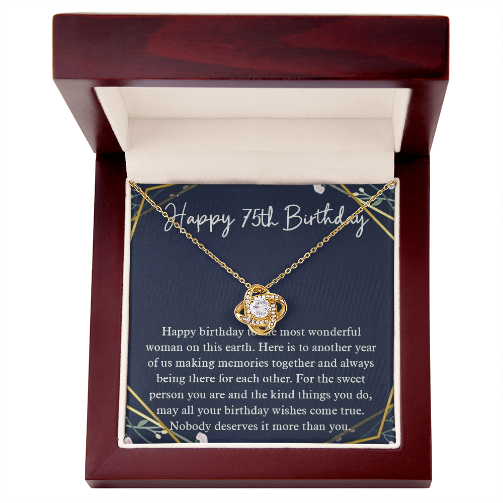Necklace Love Knot, 75th Birthday For Her Gift, 75th Birthday Gift For Her, Seventy Fifth Birthday Gift For Women Friend, 75th Birthday Friend, 75th Wedding Day, Gift For Daughter Gifts Christmas, on