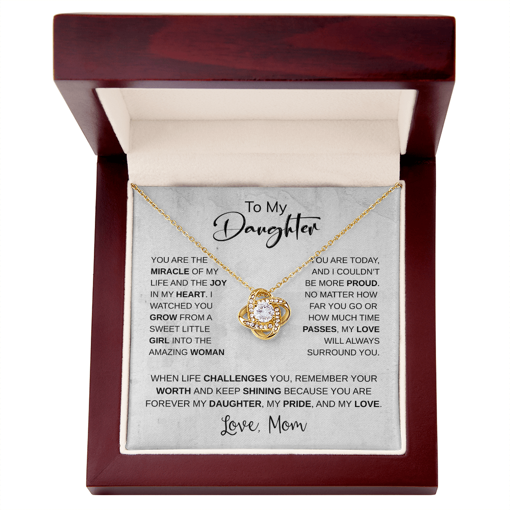 Daughter Gifts from Mom – To My Daughter 925 Sterling Silver Pendant Necklace with Heartfelt Message Card, Birthday Graduation Christmas Jewelry