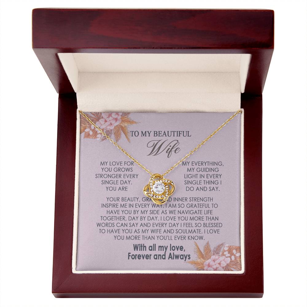 Gifts To My Beautiful Wife Necklace Sentimental Gift For Wife Valentines Day Gift To My Wife Necklace With Heartfelt my Everything Message Card, Wife Gift From Husband Soulmate Necklace For Her Knot Necklace for Granddaughter Vippppp