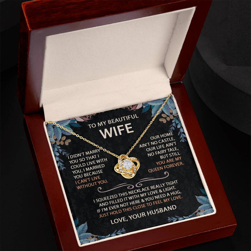 To My Beautiful Wife Necklace With Message Card, Anniversary Birthday Gift for Wife, Wife Gift From Husband, Sentimental Gift for Wife, Birthday Gift for Wife on Valentine Gifts To Wife from Husband vs2 Knot Necklace for Granddaughter Vippppp