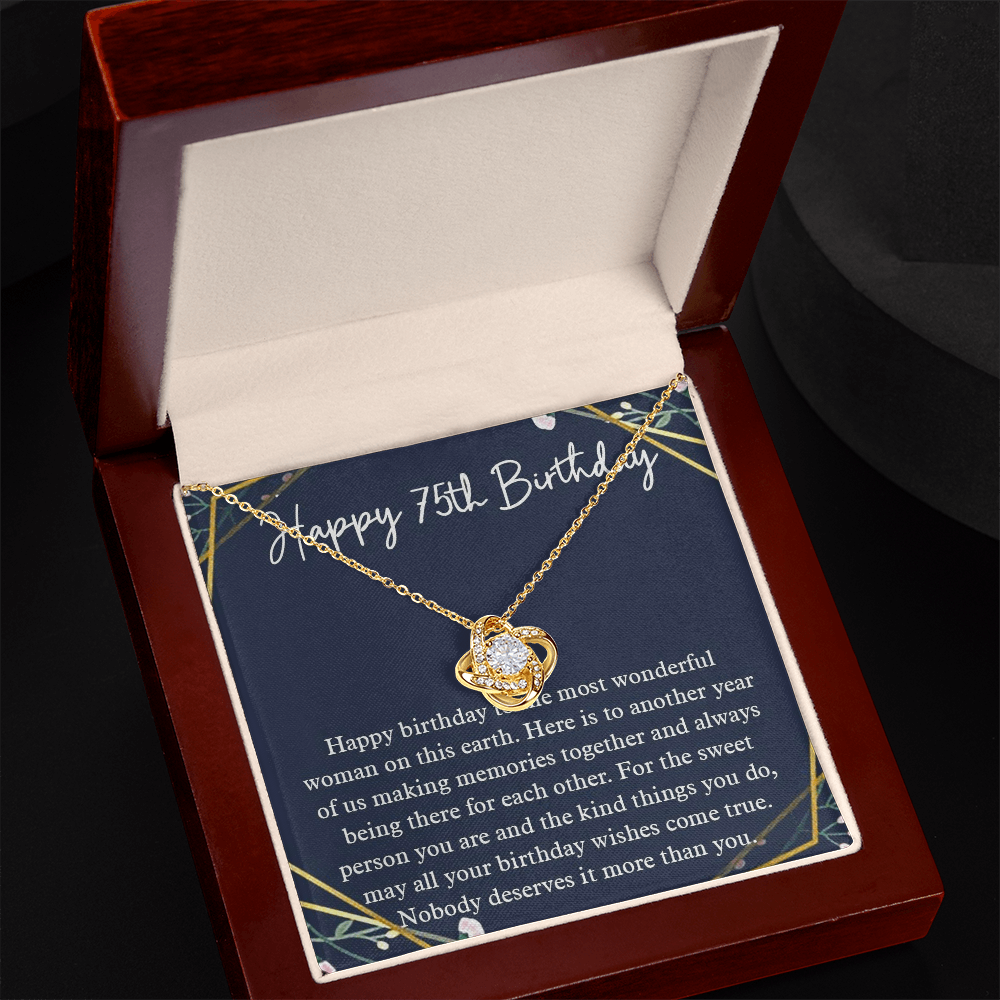Necklace Love Knot, 75th Birthday For Her Gift, 75th Birthday Gift For Her, Seventy Fifth Birthday Gift For Women Friend, 75th Birthday Friend, 75th Wedding Day, Gift For Daughter Gifts Christmas, on